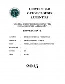 PROYECTO DE CREACION DE UNA EMPRESA TEXTIL