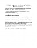 Ciclos de negocioso económicos y Variables Macroeconómicas
