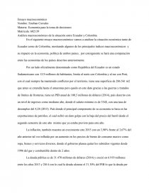 Análisis macroeconómico de la situación entre Ecuador y Colombia. Página 1