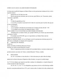 COMO CALCULAR EL SALARIO DIARIO INTEGRADO. Página 1
