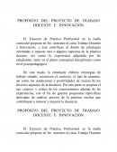 PROPÓSITO DEL PROYECTO DE TRABAJO DOCENTE E INNOVACIÓN