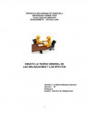 ENSAYO LA TEORIA GENERAL DE LAS OBLIGACIONES Y LOS EFECTOS