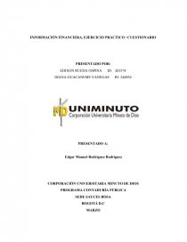 INFORMACIÓN FINANCIERA, EJERCICIO PRÁCTICO / CUESTIONARIO. Página 1