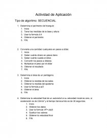 Actividad de Aplicación,Tipo de algoritmo: SECUENCIAL. Página 1