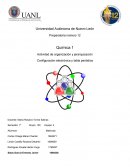 Actividad de organización y jerarquización - Configuración electrónica y tabla periódica