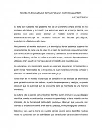 MODELOS EDUCATIVOS: NOTAS PARA UN CUESTIONAMIENTO. Página 1