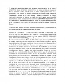 SENTENCIA DEFINITIVA DE DIVORCIO NECESARIO. Página 1