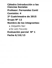 Sociología.Comisión: 4 2º Cuatrimestre de 2015 Grupo Nº 12. Página 1