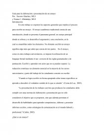 Ensayo Guía para la elaboración y presentación de un ensayo. Página 1