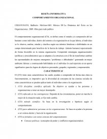 COMPORTAMIENTO ORGANIZACIONAL. RESEÑA INFORMATIVA. Página 1
