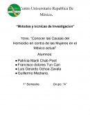 Conocer las Causas del Homicidio en contra de las Mujeres en el México actual