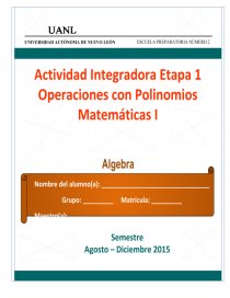 Actividad integradora Matemáticas. Página 1