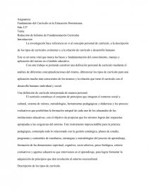 Redacción de Informe de Fundamentación Curricular. Página 1