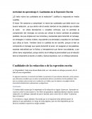 Actividad de aprendizaje - Cualidades de la expresión escrita