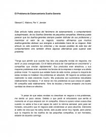 El Problema de Estancamiento Dueño-Gerente. Página 1