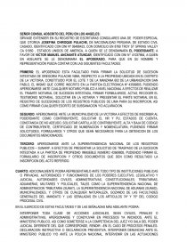 SÍRVASE EXTENDER EN SU REGISTRO DE ESCRITURAS CONSULARES UNA DE PODER ESPECIAL QUE OTORGA JOSEFINA CHIROQUE. Página 1
