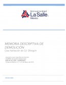Memoria de demolicion CASA HANITACIÓN EN CD. OBREGÓN