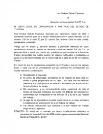 Modelo de demanda de juicio reclamatorio laboral - Apuntes - EGALVAN15