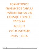 Productos fase intensiva cte FORMATOS DE PRODUCTOS PARA LA FASE INTENSIVA DEL CONSEJO TÉCNICO ESCOLAR