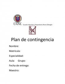 En este texto se hablara sobre un plan de contingencia y de todo lo que está hecho. Página 1
