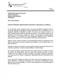 CONCEPTO PERSONAL SOBRE ENTREVISTA REALIZADA. Página 1