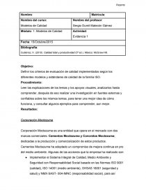 Definir los criterios de evaluación de calidad implementados según los diferentes modelos y estándares de calidad de la familia ISO.. Página 1