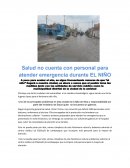 Salud no cuenta con personal para atender emergencia durante EL NIÑO