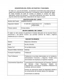 DESCRIPCIÓN DEL PERFIL DE PUESTOS Y FUNCIONES PARA EL ALMACEN LAS VEGAS