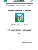 MEDIDAS DE AUSTERIDAD, DISCIPLINA Y CALIDAD DEL GASTO PÚBLICO DE LA MUNCIPALIDAD PROVINCIAL DE CAJABAMBA PARA EL AÑO FISCAL 2015
