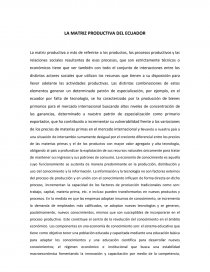 LA MATRIZ PRODUCTIVA DEL ECUADOR. Página 1