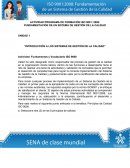 Actividad aprendizaje 1 Introducción sistemas de gestión de calidad