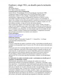 Explorar y elegir TICs, un desafío para la inclusión. Página 1