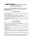Telesecundaria. Informe general de actividades relevantes en el periodo escolar 2013 – 2014.