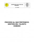 SUBPROCESO GESTIÓN DEL TALENTO HUMANO