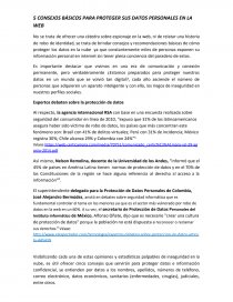 Consejos para proteger los datos en la web. Página 1