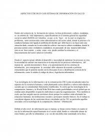 ASPECTOS ETICOS EN LOS SITEMAS DE INFORMACIÓN EN SALUD. Página 1