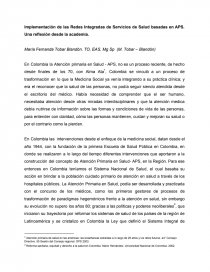 Ensayo - Implementación de las Redes Integradas de Servicios de Salud. Página 1