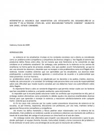 INTERPRETAR LA VIOLENCIA QUE MANIFIESTAN LOS ESTUDIANTES DEL SEGUNDO AÑO. Página 1