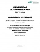 TAREA 1 GRUPAL: INFORMACION FINANCIERA BÁSICA EN UNA EMPRESA