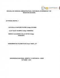 ESCUELA DE CIENCIAS ADMINISTRATIVAS, CONTABLES, ECONÓMICAS Y DE NEGOCIOS (ECACEN) ACTIVIDAD GRUPAL 1. Página 1