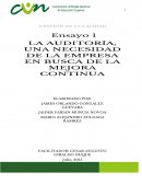 LA AUDITORÍA, UNA NECESIDAD DE LA EMPRESA EN BUSCA DE LA MEJORA CONTINUA