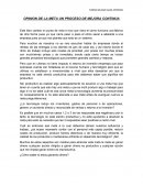 OPINION DE LA META UN PROCESO DE MEJORA CONTINUA