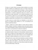 El ensayo, es un género literario que algunos autores consideran es una mezcla de todos los géneros de la literatura pero al final no es ninguno de ellos, este género nace con el escritor francés Michel de Montaigne