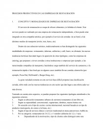 PROCESOS PRODUCTIVOS EN LAS EMPRESAS DE RESTAURACIÓN. Página 1