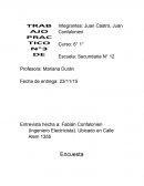 Entrevista hecha a: Fabián Confalonieri (Ingeniero Electricista). Ubicado en Calle Alem 1355