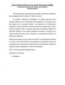 Encuesta aplicada a los estudiantes que están cursando las asignaturas del Ciclo Básico. Página 1