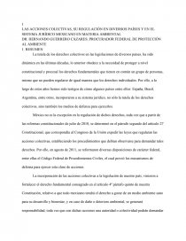 LAS ACCIONES COLECTIVAS, SU REGULACIÓN EN DIVERSOS PAÍSES Y EN EL SISTEMA JURÍDICO MEXICANO EN MATERIA AMBIENTAL. Página 1