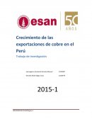 Crecimiento de las exportaciones de cobre en el Peru
