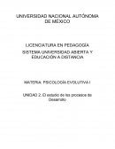 PSICOLOGÍA EVOLUTIVA I UNIDAD 2. El estudio de los procesos de Desarrollo