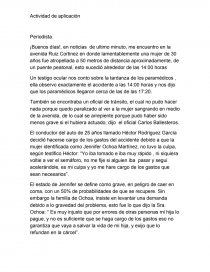 Español: Actividad de aplicación. Página 1